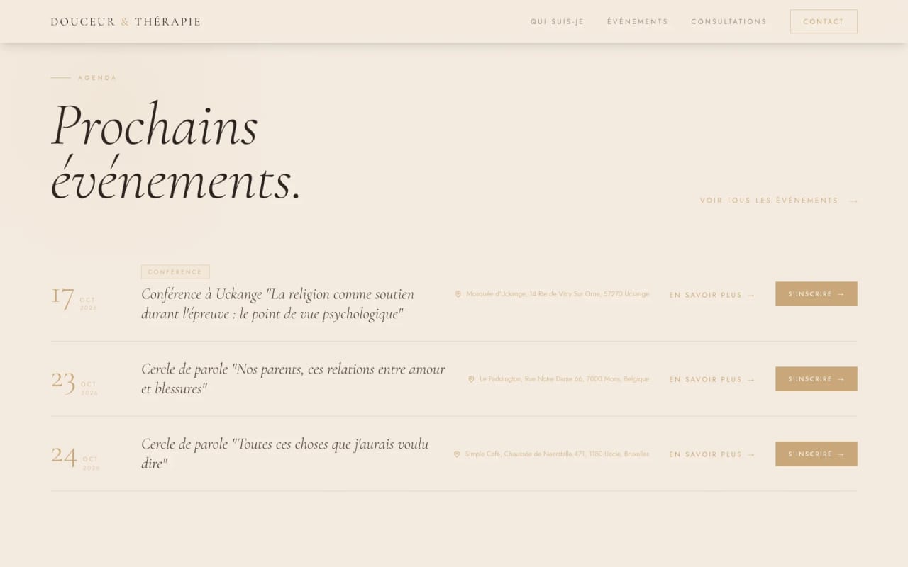 Capture d'écran du site Douceur & Thérapie